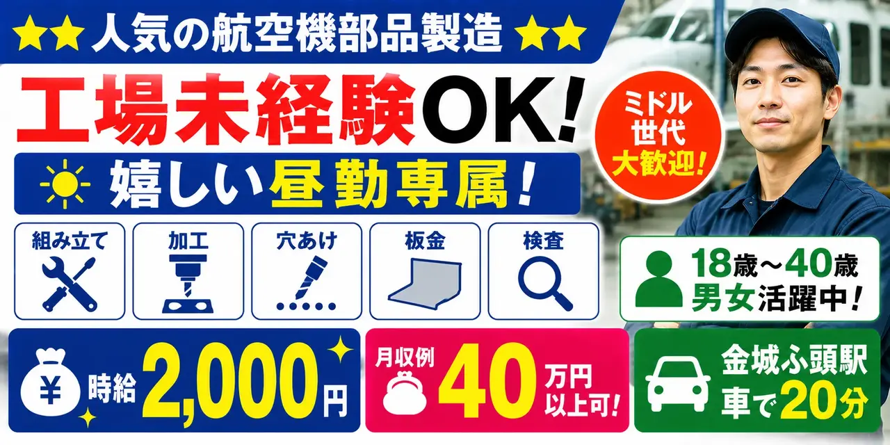 航空機部品製造｜愛知県弥富市｜航空機部品製造 / 組み立て / 加工 / 穴あけ / 板金